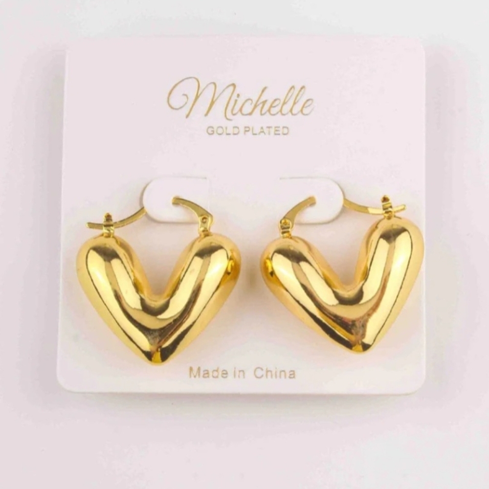 Valentines Radiant Gold Plated Heart Earrings